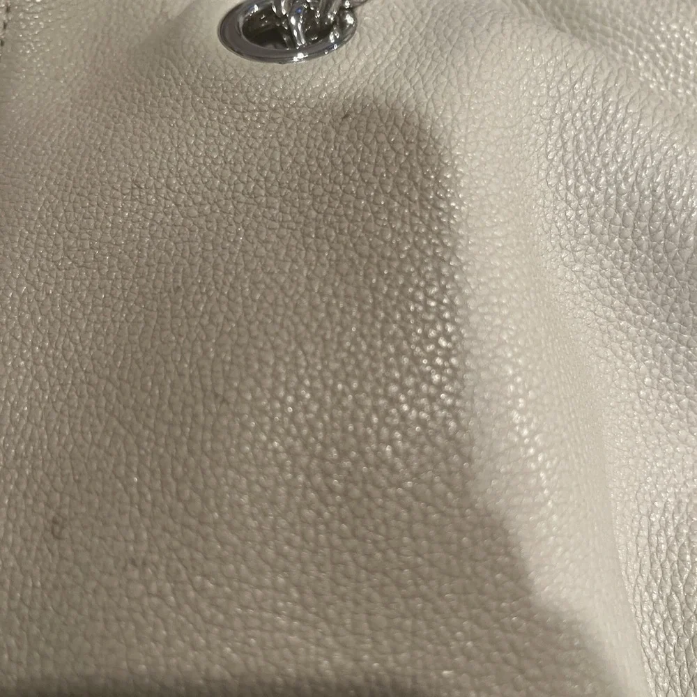 Michael Kors Astor Shoulder Bag Purse Light Grey Leather Studded 3 Main Pockets